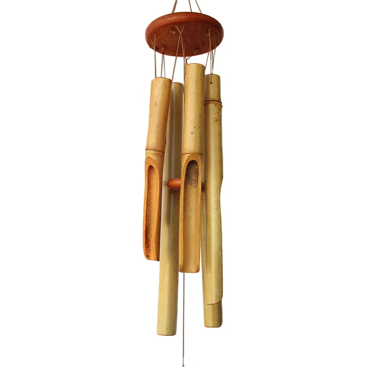 

Outdoor Wooden Sympathy Greif Memorial Gift Bamboo Wind Chimes with Melody Deep Tone, Natual color