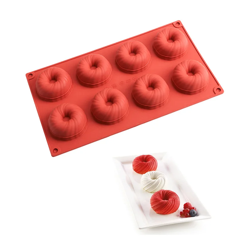 

0343 8-hole wool ball mousse cake silicone mold dessert baking diy epoxy chocolate mold red