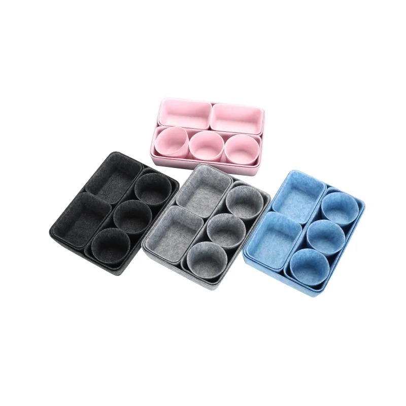 

Integrated 8 pieces of desktop debris storage box environmentally friendly felt storage box can be LOGO