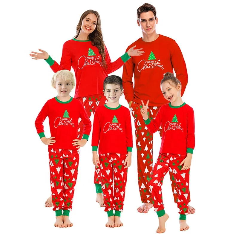 
2020 new design long sleeve christmas family couple parent-child family christmas pajamas 