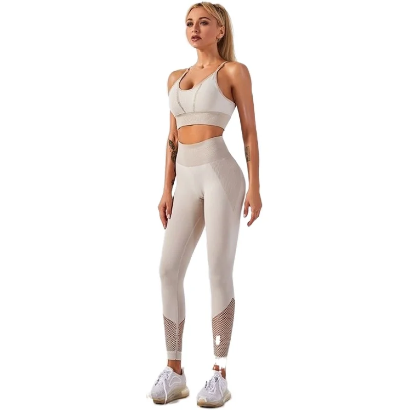 

BBSY006 WHITE Factory direct sales fashion hollow yoga suit female fitness body sportswear moisture wicking fitness clothing