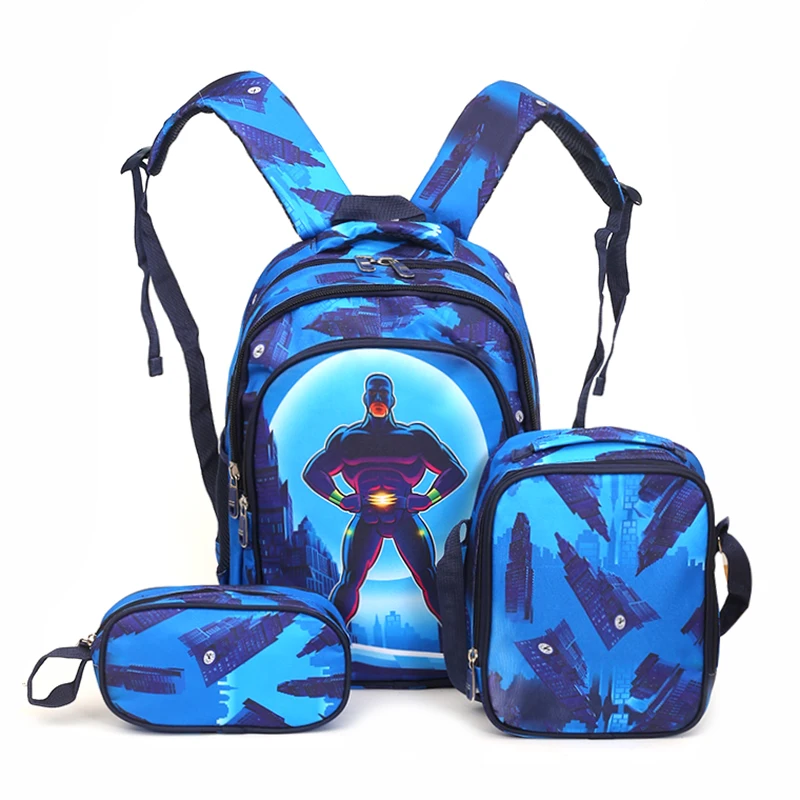 

RTS New Design Custom Superhero Printed Children Kids Bags School Backpack Bags Student Mochilas Escolares For Boys