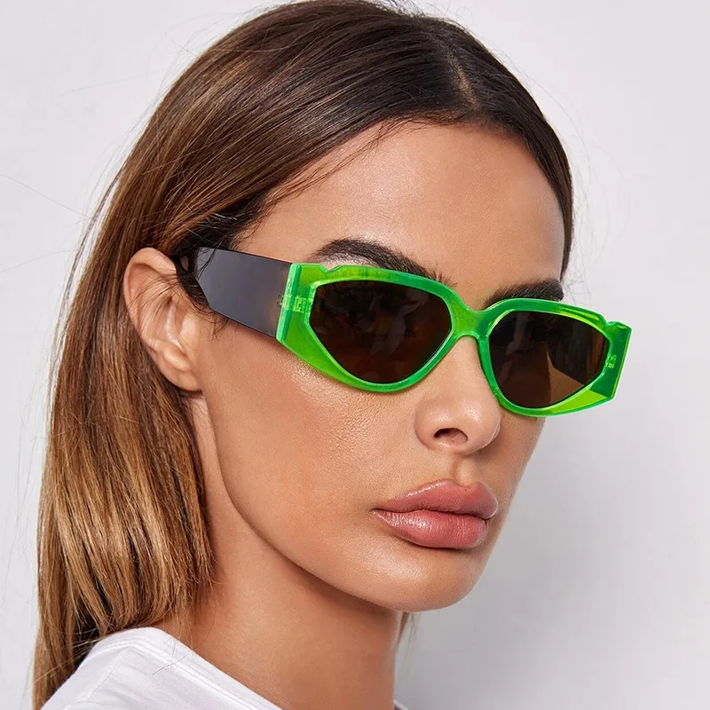 

2020 new arrival leopard jelly color sun shades women green small frame triangle cat eye sunglasses, As the picture shows