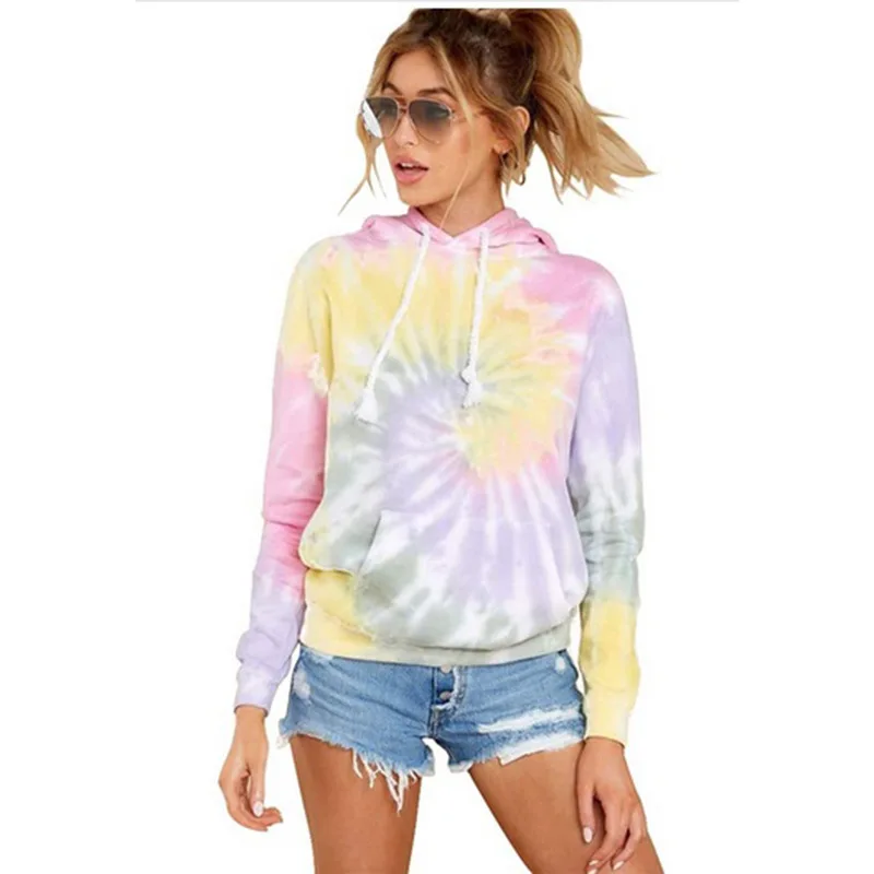 

Hot Selling Fashion Casual Polyester Women'S Sublimation Puff 3D Digital All Over Print Tie Dye Floral Hoodie Set Sweatshirt