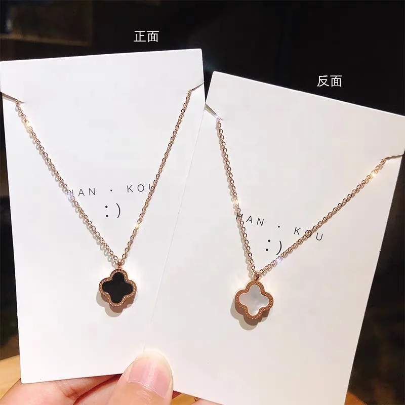 

Zircon Pendant Necklace Jewelry Custom Clover Stainless Steel Titanium Steel 2021 Top Selling Fashion for Women Necklaces Trendy