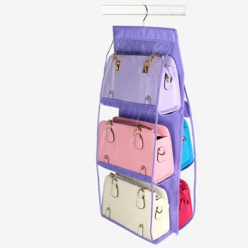 

Wholesale Double Side 6 Pockets Foldable Closet Storage Bag Purse And Handbag Dustproof Organizer 2021