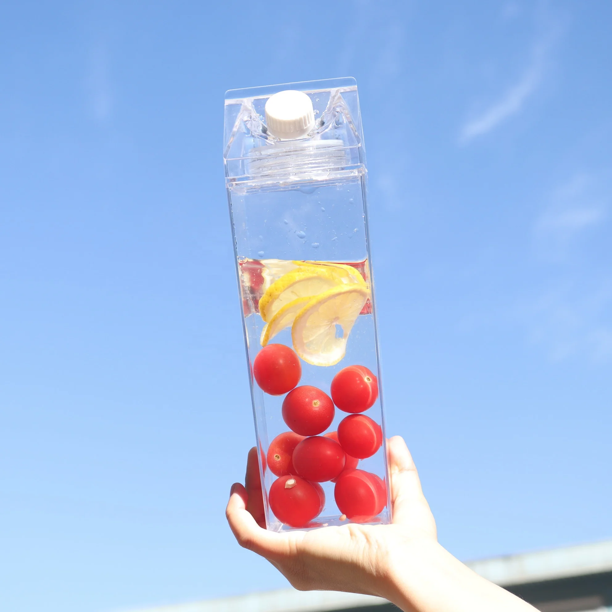 

500ml BPA free acrylic plastic clear carton transparent milk water bottle, Customized color