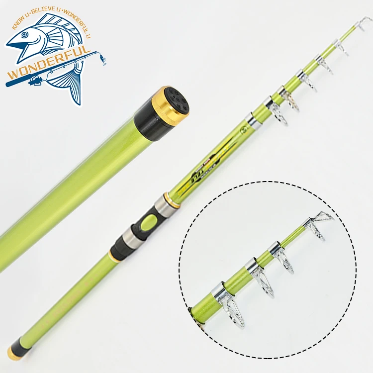 

3m 8 Section New Arrival Hot Sales FRP Green Spinning Telescopic Sea Fishing Rods, Customized