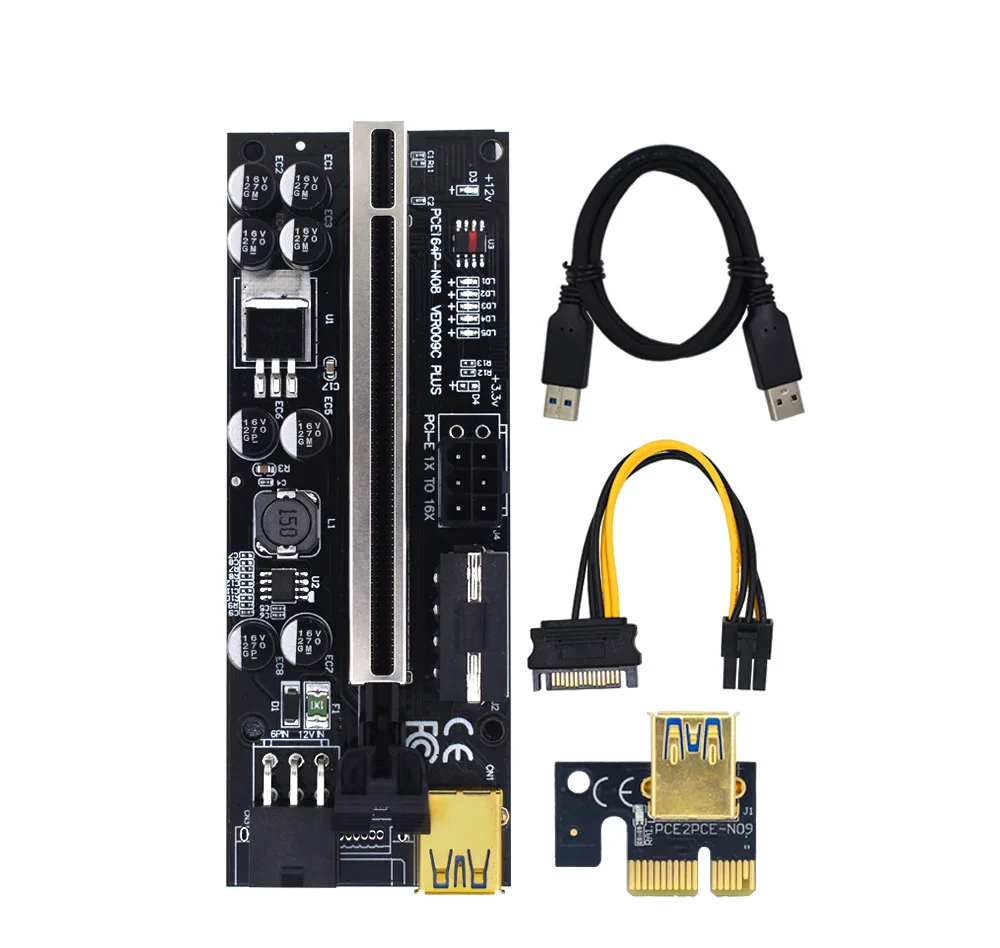 

New Marquee VER 009S Plus PCI-E 1X to 16X LER Riser 009C Card Extender PCI Express USB 3.0 Cable Pcie Rise Card