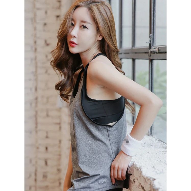 

luxury quality double layers women yoga sport outfit tank top with bra, 3 colors
