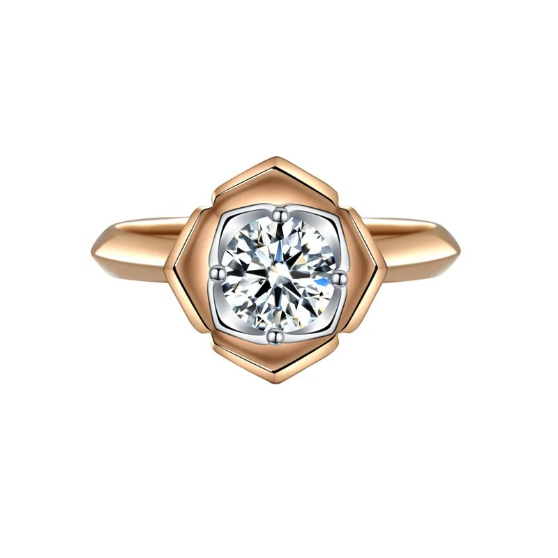 

New Fashion Creative Camellia Ring Rose Gold Two-Color Rose Flower Open Female Ring Geometric Zircon Ring Jewelry Gift, Customized color