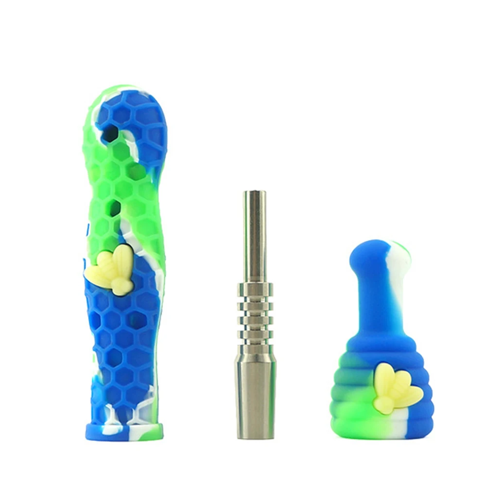 

BEYOU Customize Silicone Smoking Pipes Nectar Dabber Rig Collector Weed accessories Nectar Smoking Pipe Collectors, Mix color or plain color
