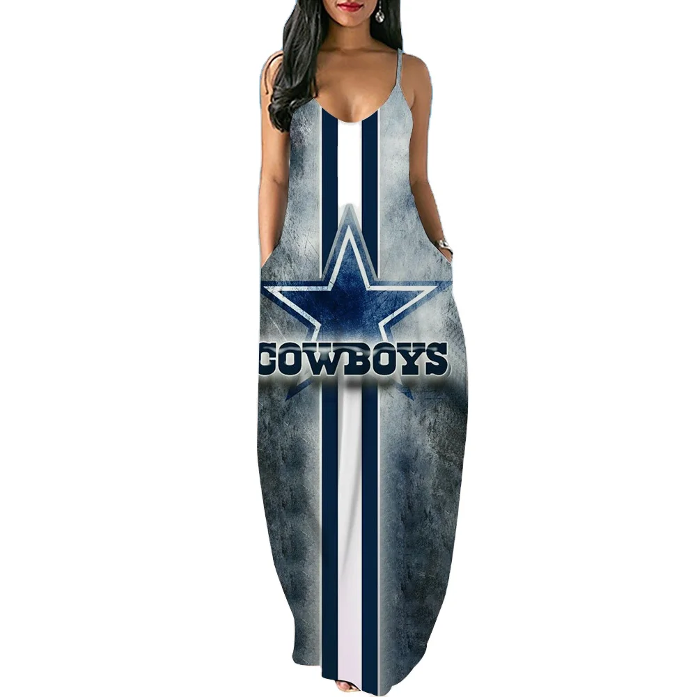 

2022 new arrival women slip casual dress girl custom nfl sleeveless plus size summer loose long dresses ladies maxi dress, Customized color