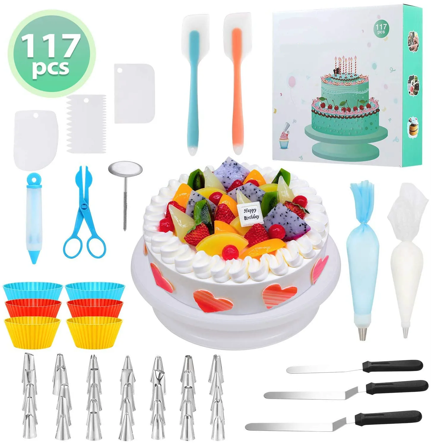 Hotterpower MCK Complete Cake Baking Set Bakery Tools for Beginner Adults Baking Sheets Bakeware Sets Baking Tools, Multicolor