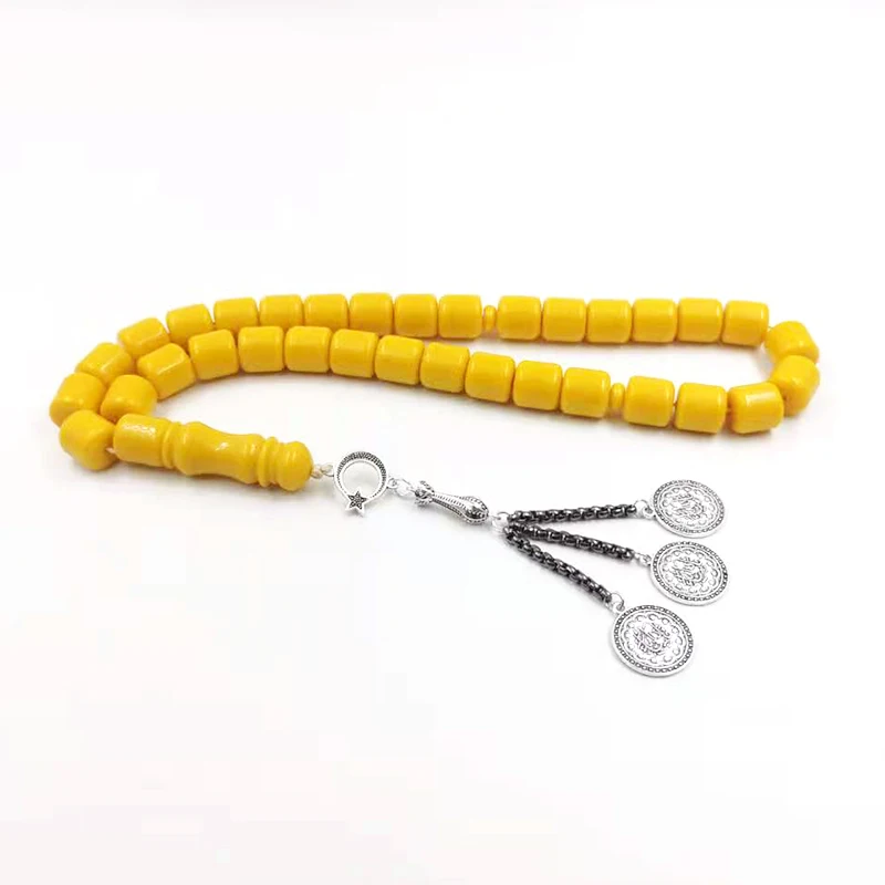 

Tasbih Yellow Resin Muslim bracelet Eid Adha gift Man's islamic Accessories Misbaha turkish fashion jewelry product rosary bead