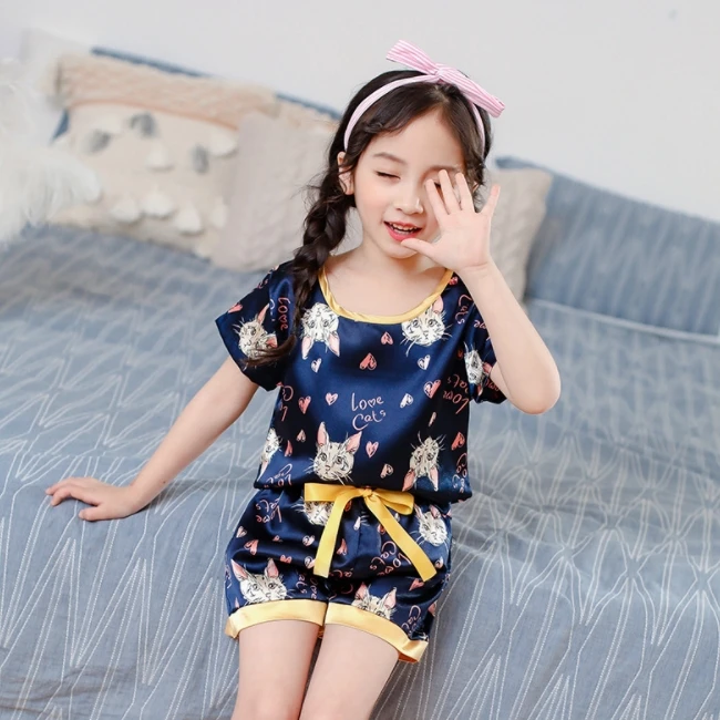 Se3595 New Arrival Fashion Summer Cartoon T Shirt Shorts Girls Home Wear Comfortable Girls 2 Pieces Pajamas Set Buy New Arrivals Home Wear Pajama Set Product On Alibaba Com