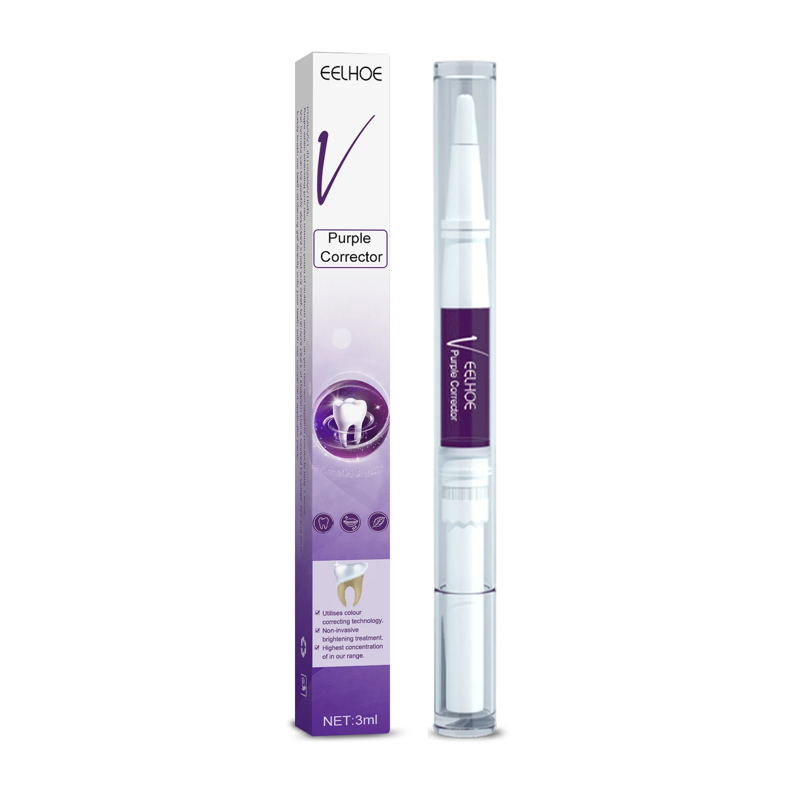 

V34 Purple Toner Tooth cleaning Stain Pigment Removing dazzling white teeth whitening gel pens With Packaging Box