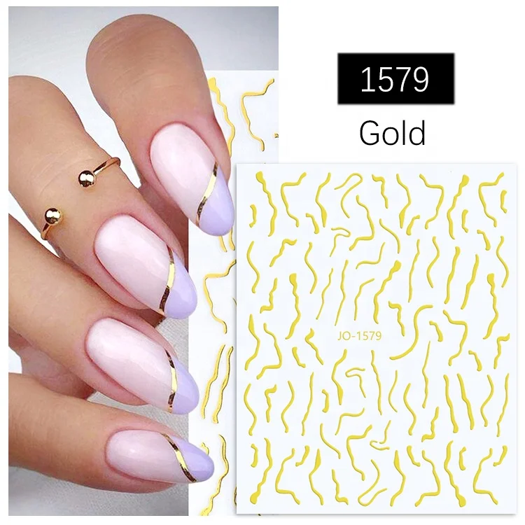 

Paso Sico Popular Irregular Lines Shapes Rainbow Gold Silver 4 Colors Creative 3D DIY Manicure Nail Art Sticker in Bulk