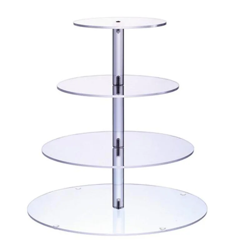 

4 Tier Round cake Stand Clear Acrylic Cupcake Tier Stand Holder Rack Dessert Fruit Cake Cookie Candy Display Tower