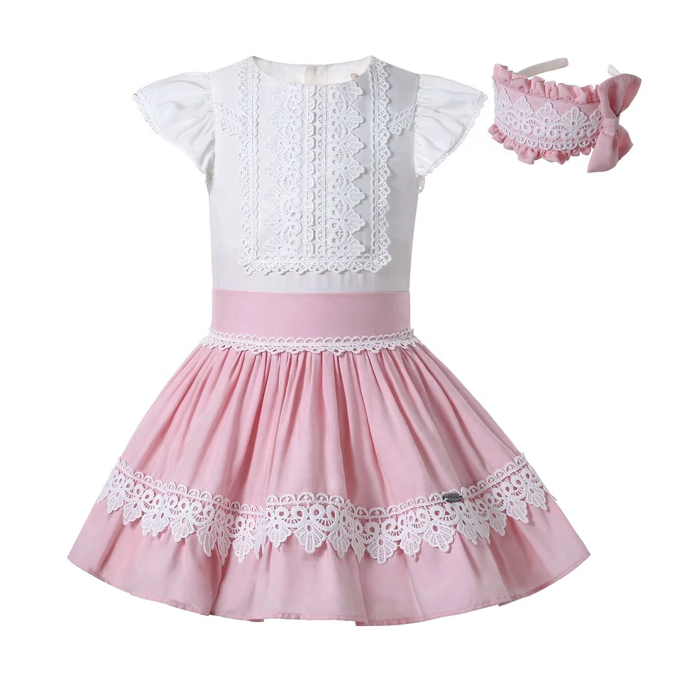 

Pettigirl New Style 2pcs Girls Skirt Set Girls Summer Clothes White Top and Cute Pink Dresses for Girls