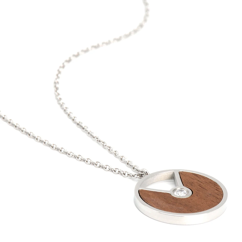 

2021 New Arrival Wholesale 316L Stainless Steel Necklace Heart Shape Wood Pendant Necklace Women Jewelry Necklace