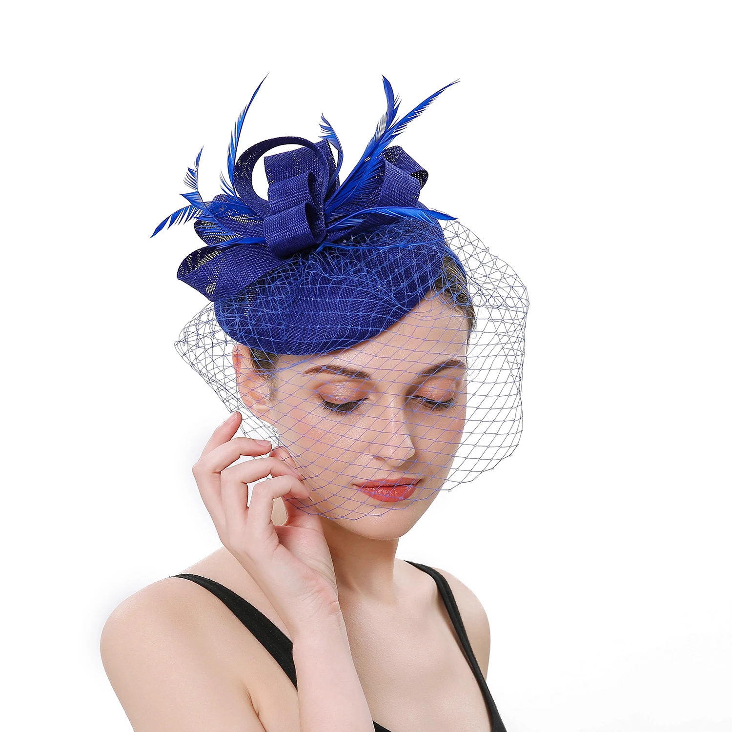 

Fascinators Hat for Women Tea Party Headband Kentucky Derby Wedding Flower Cocktail Mesh Feathers Hair Clip