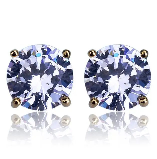 

Alexis Bittar Round Ear Studs HipHop Zircon Earing 6mm Big Diamond Cubic Zircon Universal Jewelry Earrings