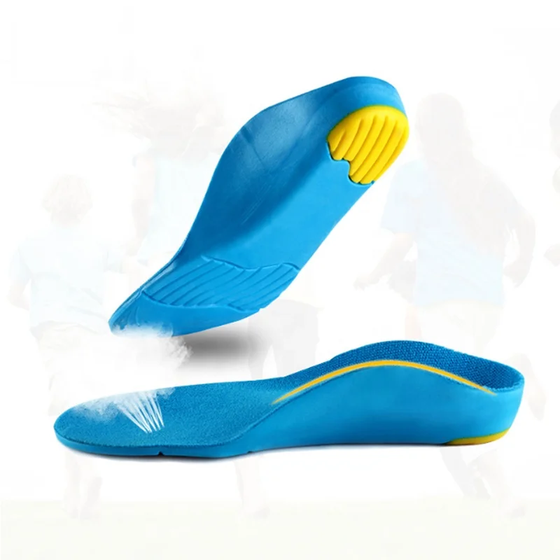 

High quality Orthotic Children flat feet Soft PU Arch Support orthotic insole for kids, Blue
