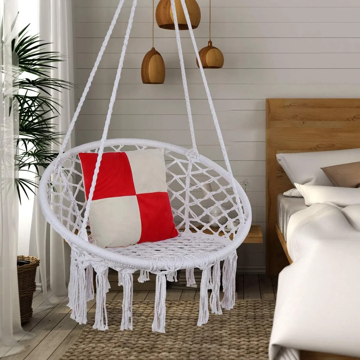 Round Bohemian Ceiling Swing Chair,Netting Hanging Hammock Chair Indoor ...