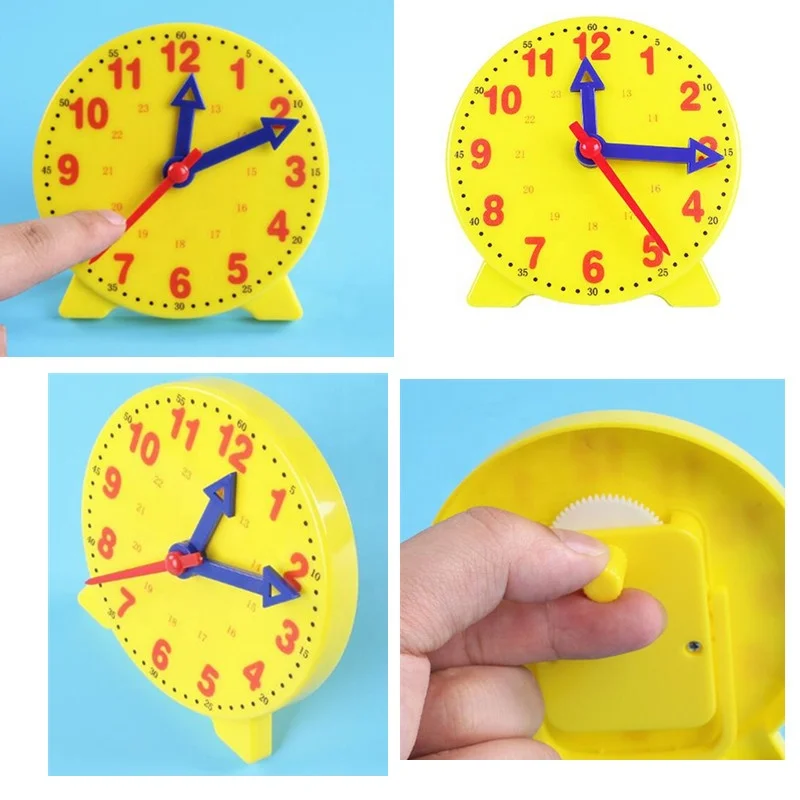 Yellow Plastic Demonstration Clock For Kids To Tell Time Student Clock