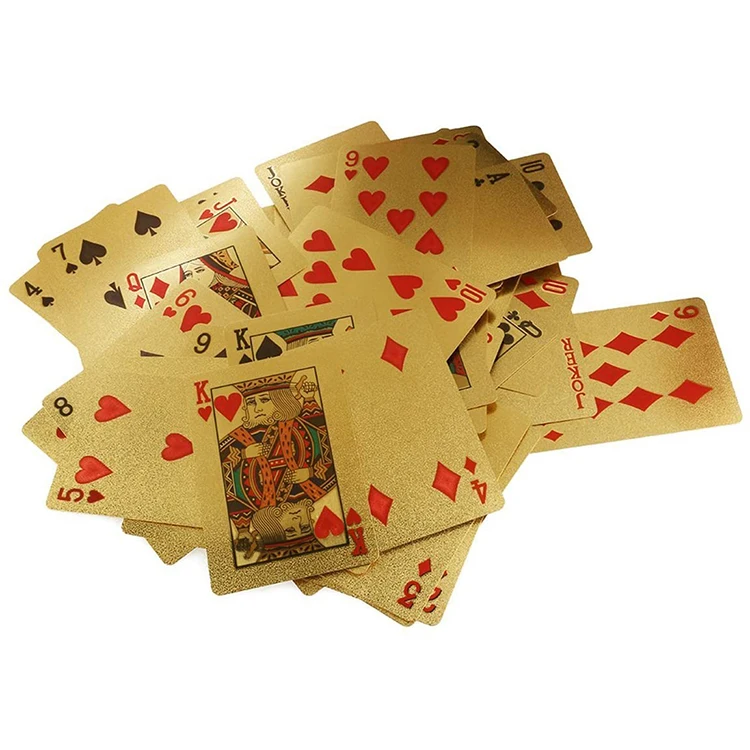 

24K Gold Playing Cards Poker Game Deck Gold Foil Poker Set Plastic Magic Card Waterproof Cards, Full color