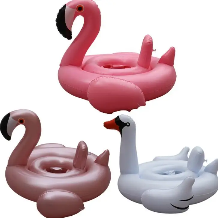 

2019 Best Hot selling PVC Flamingo Swimming Race Children Swim Ring With Cushion, Blue