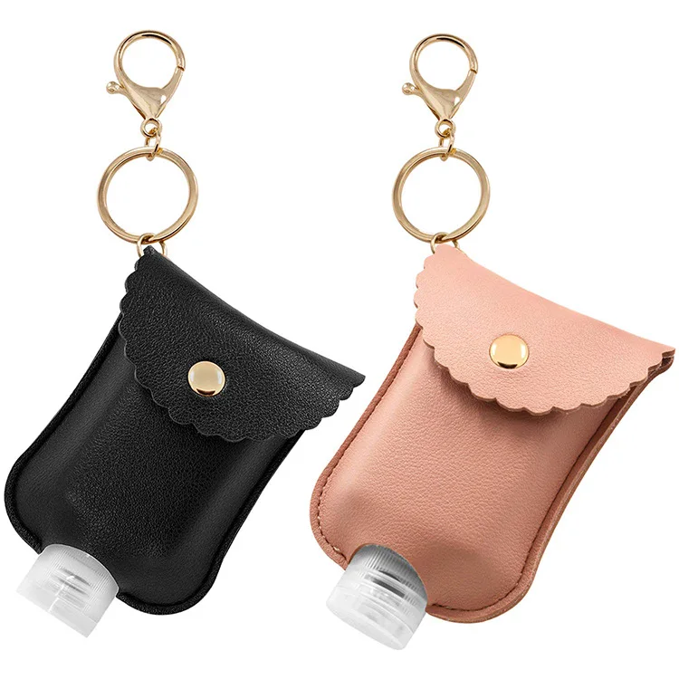 

Sanitizer Case PU leather bottle holder traveling keychain leather case, Customzied