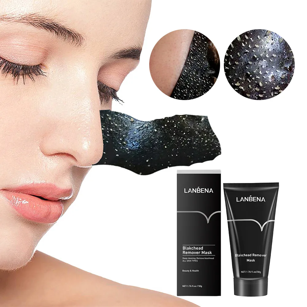 

Lanbena bamboo charcoal blackhead remover mask deep cleaning pores shrinking acne improving skin whitening tear-off nose cream