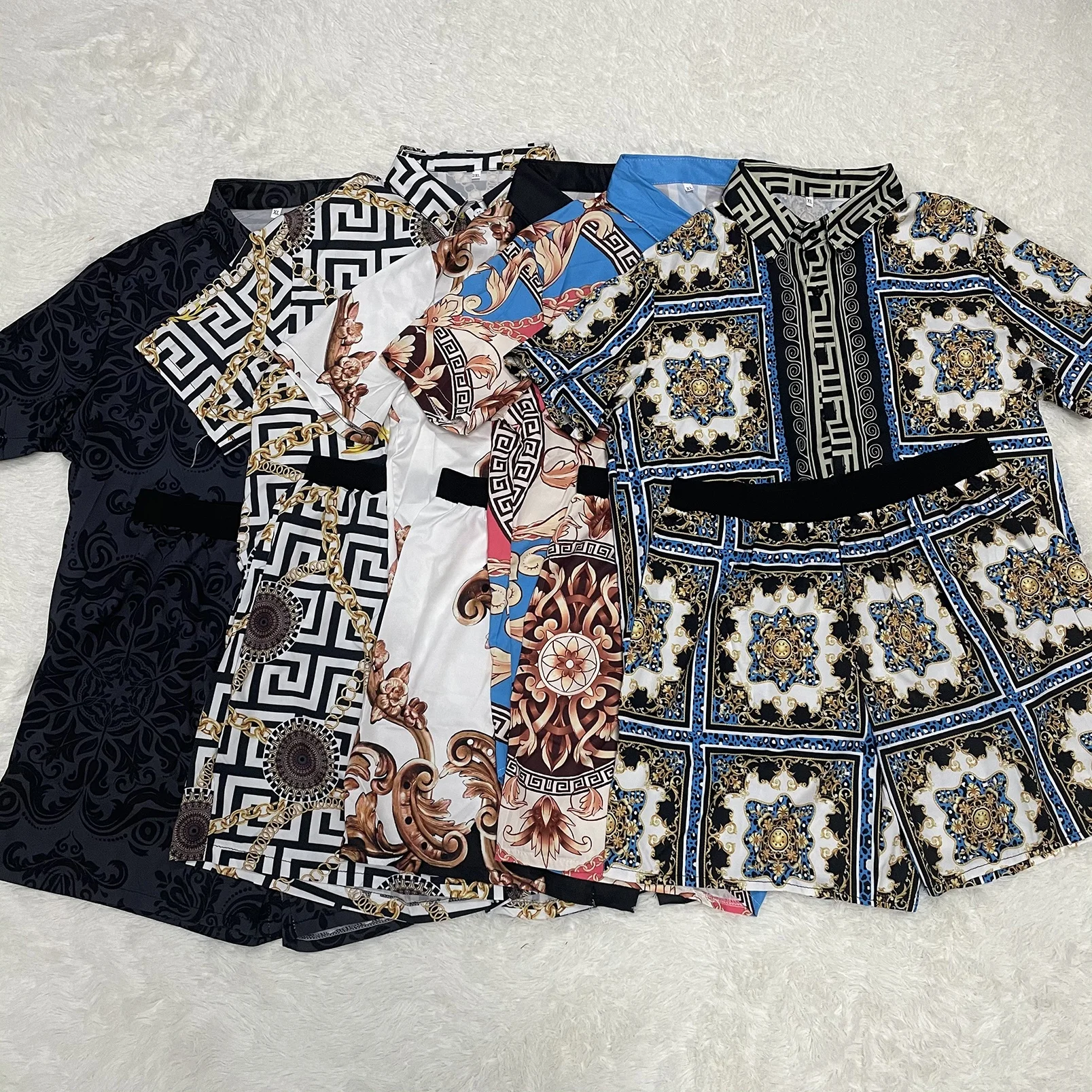 

Men Clothing Sets Hawaiian Printing Plus Size 3XL Short Sleeve Summer Outfits Casual Shirt Beach Wear Two Piece Shorts