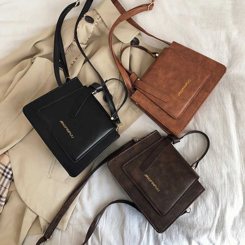 

2021 new fashion one-shoulder small square bags crossbody leather chic messenger bag