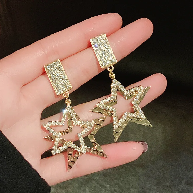 

14k gold plated star drop earrings