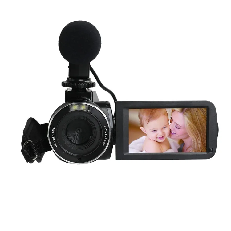 

2.7K 3.0 inch IPS Panel Max 24 Magepixels with external Microphone Professional digital video camera, Customized