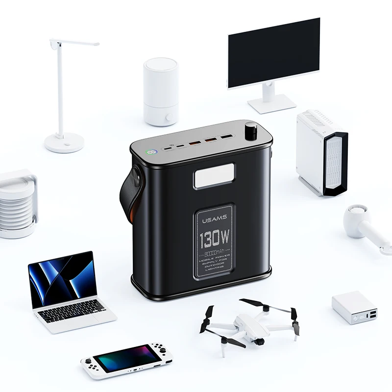 

USAMS-ST Fast Charging Kit 130W Power Station 80000mAh Outdoor Power Station With 100W PD Cable Power Station with Light
