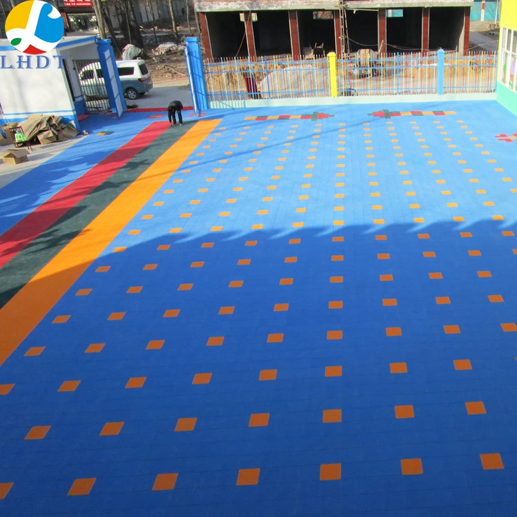 

Wear-Resistant Non-Slip solf kindergarten flooring outdoor playground interlocking plastic decor floor tiles