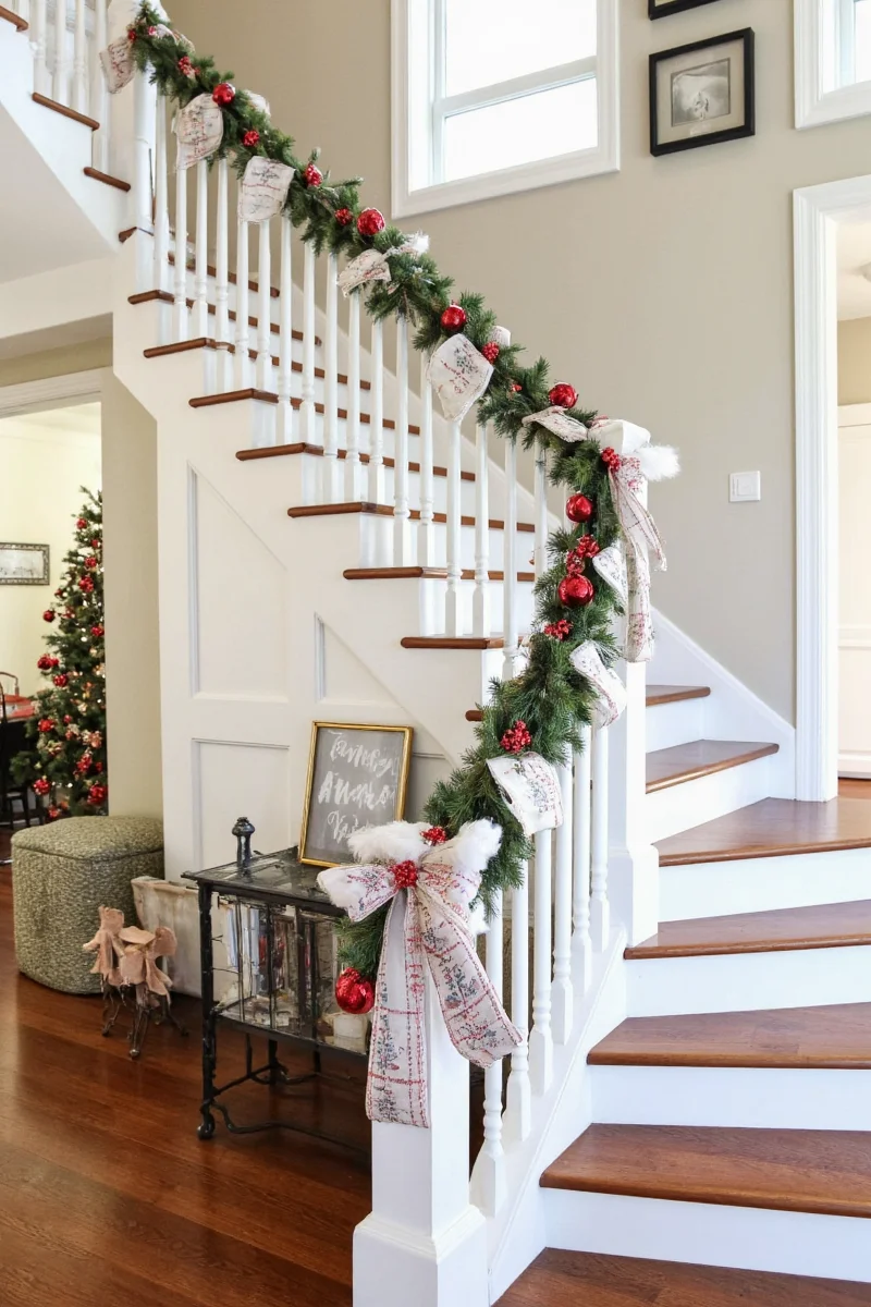 light-up santa silhouette on stairs