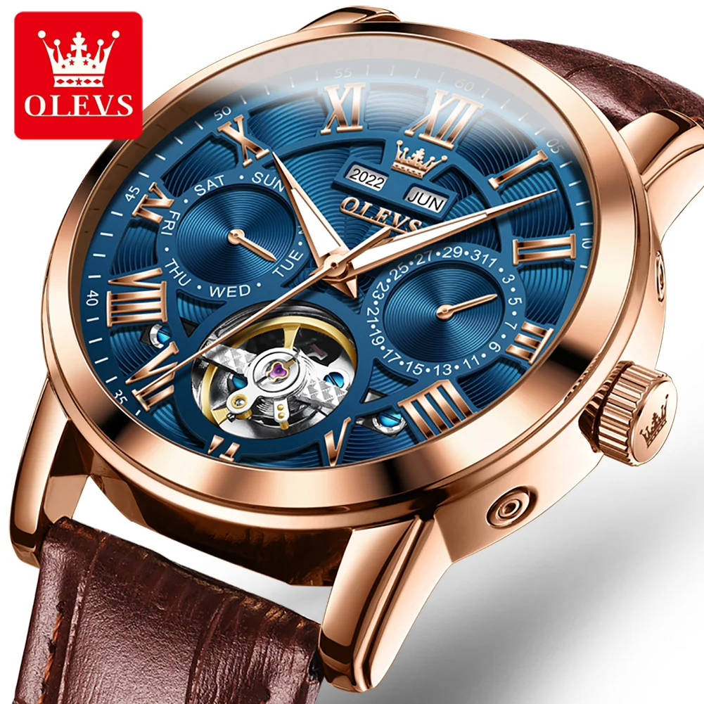 

OLEVS 6668 High End New Stainless Steel Watch Tourbillon Automatic Movement Mechanical Watches For Men