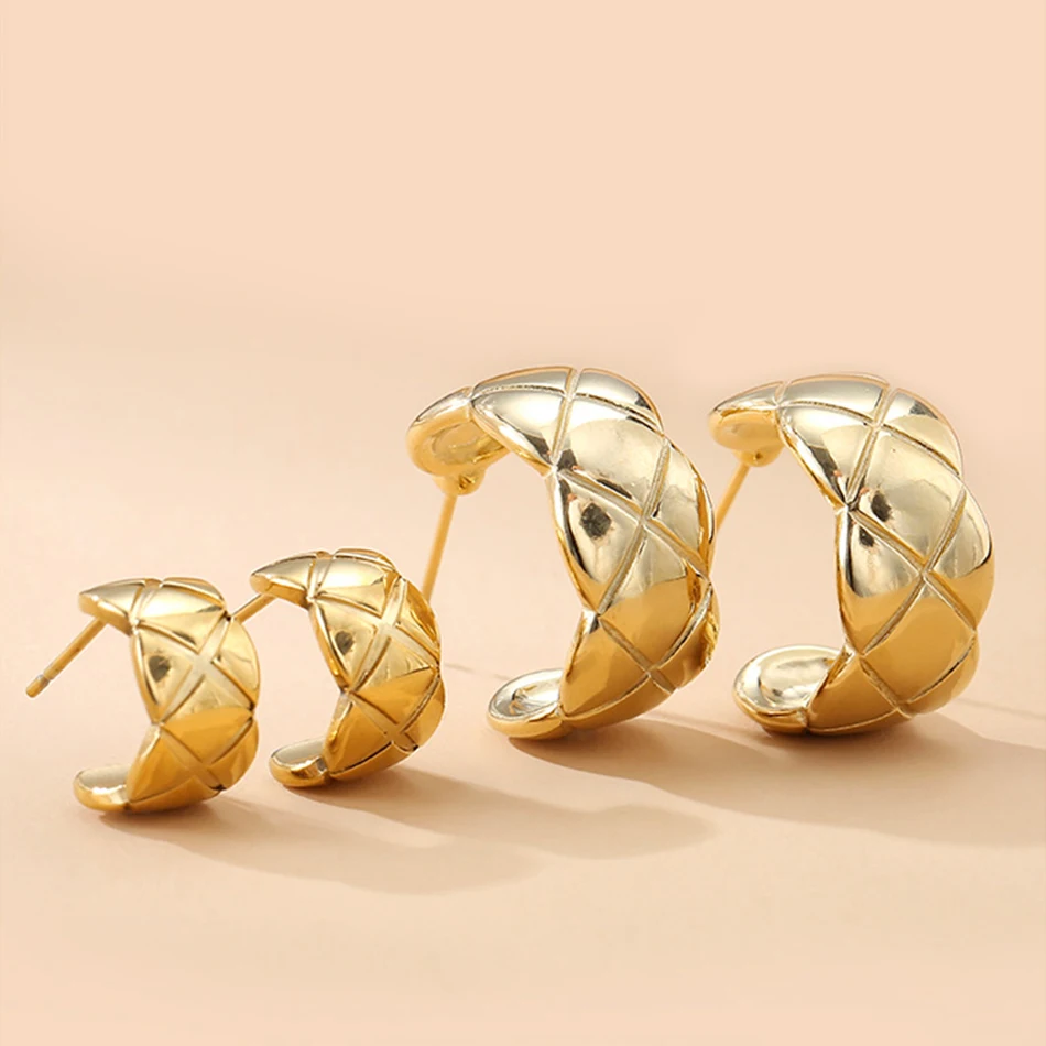 

women fashion accessories wholesale gold jewelry brass 18k gold plated rhombus big hoop earrings