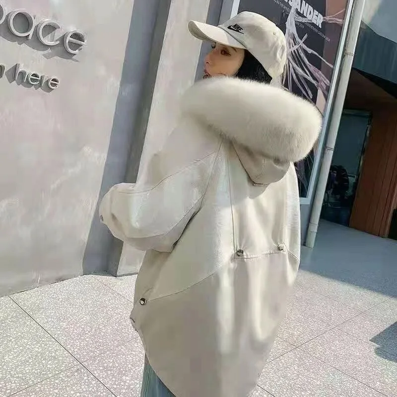 

New products warm Fashion hooded ladies fluffy coat wear in the winter