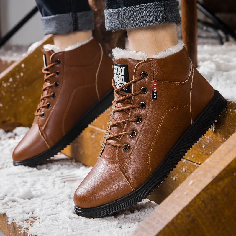 

High Quality New Arrival Customized Lace Up Type PU Leather Casual men winter Boots