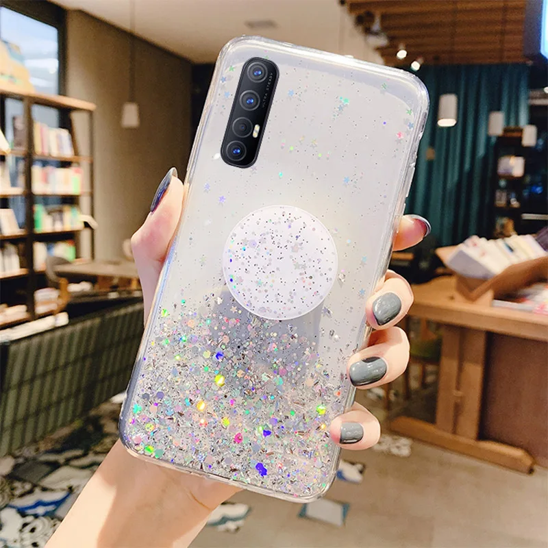 

Fashion Cute Bling Glitter Stars Sequins Transparent Silicone Case for iPhone for Samsung for Huawei Mobile Phone Case Cover