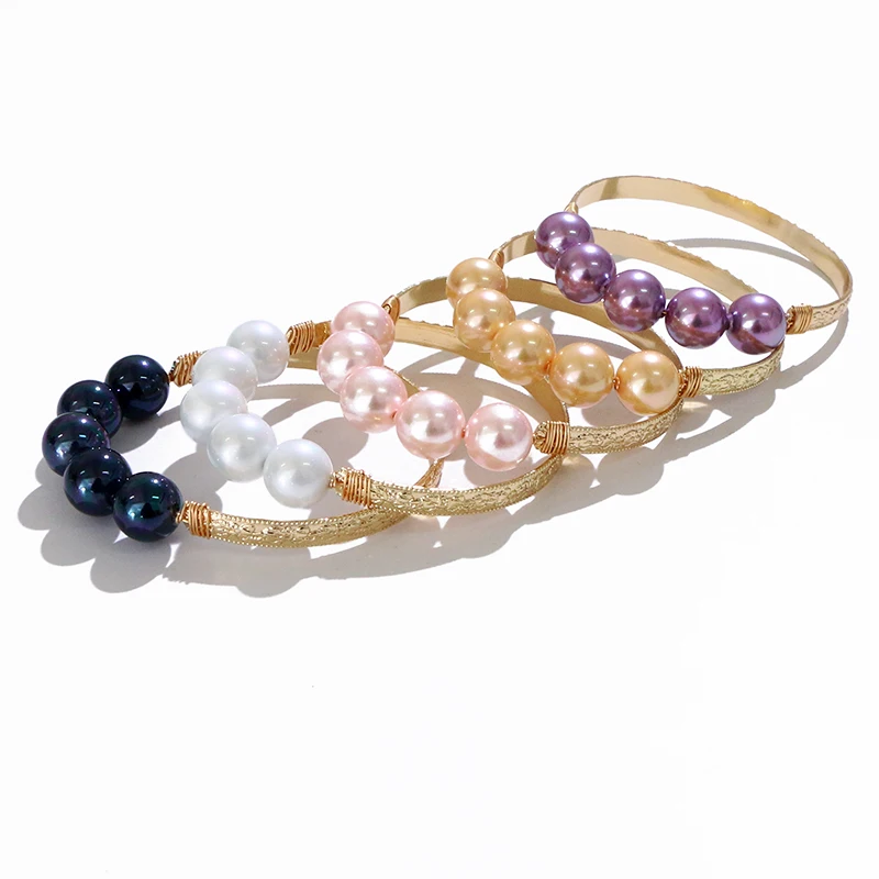 

Komi Hawaiian Bangles Bracelets Polynesian Hawaiian jewelry wholesale Pearl Beaded Gold Plated Filled Bangles Hot sale Products