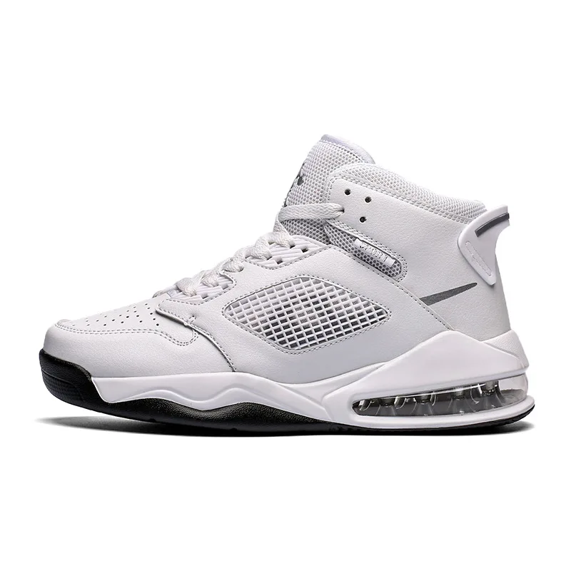 

New men's color matching fashion cushioned basketball shoes mid-top breathable elastic sports shoes, 4 colors