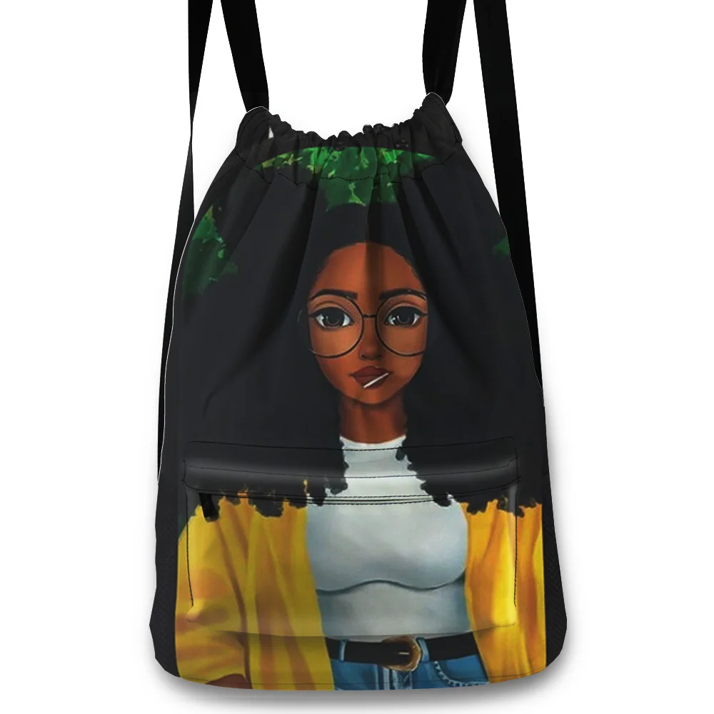 

2022 Drop Shipping Polyester Black Africa Wholesale Cosmetic Travel Customize Logo Style for Unisex Girl Drawstring Backpack Bag