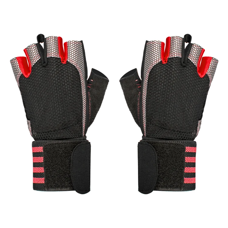 

2022 New Arrival Low MOQ Custom Logo Workout Fitness Weight Lifting Spandex Breathable Protect Hand Sport Gym Gloves with Wrist, 3 colors ready stock